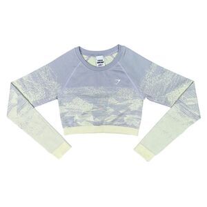 GymShark B1A9X-GBDZ Adapt Ombre Green Fleck Long Sleeve Active Crop Top - Small